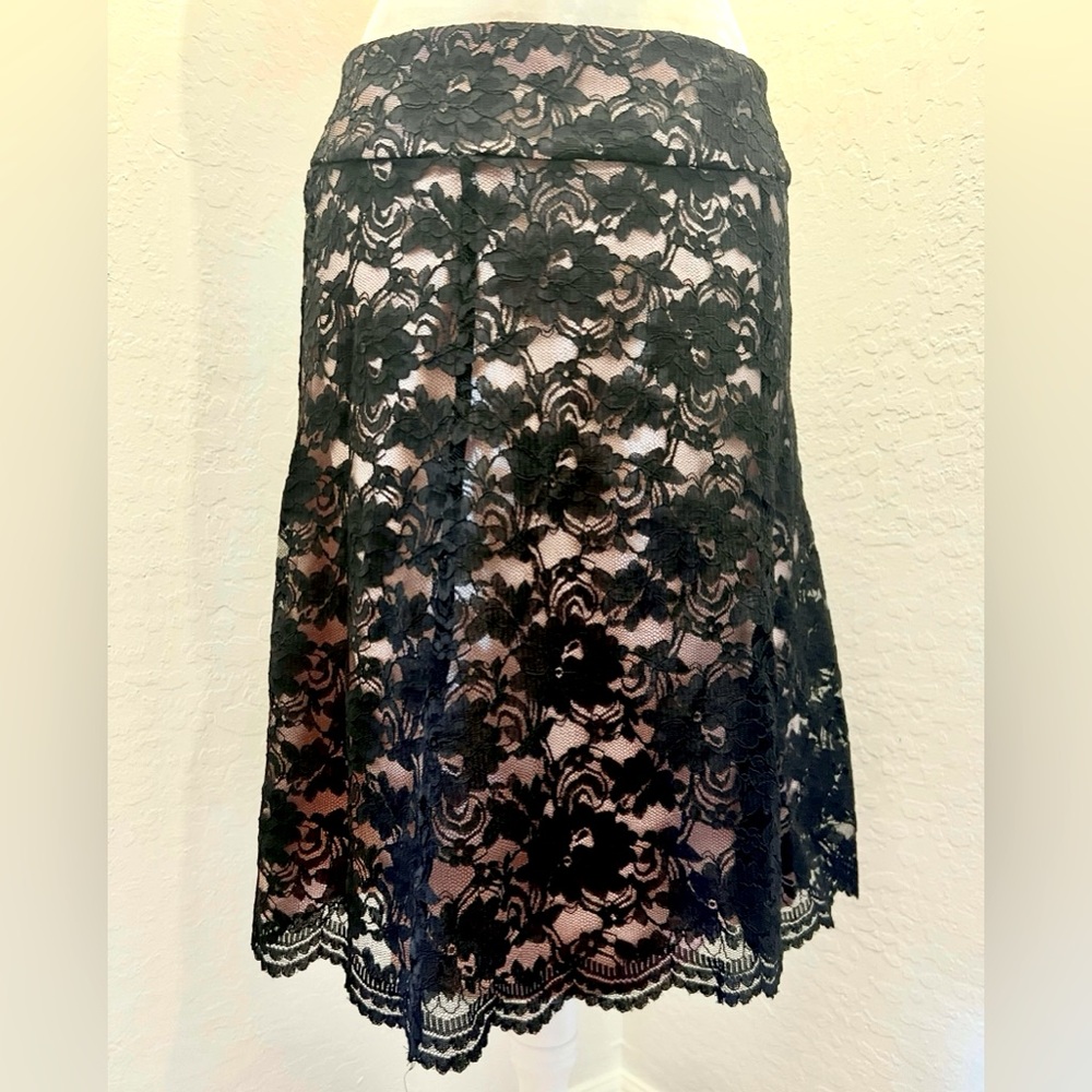Vintage Vibe Skirt~ Black Lace Over Blush Pink 🖤💕